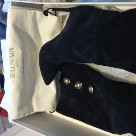 Balmain. 95mm Jane slouchy suede boot heel - Picture 2 of 6